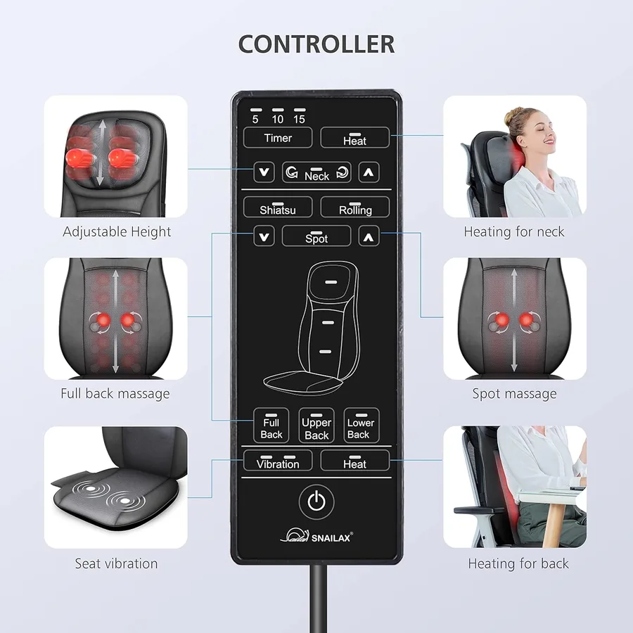 Snailax Shiatsu Asiento de Masaje con Calor