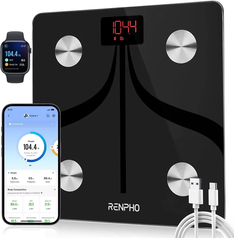 RENPHO Bascula de Bano con App Recargable
