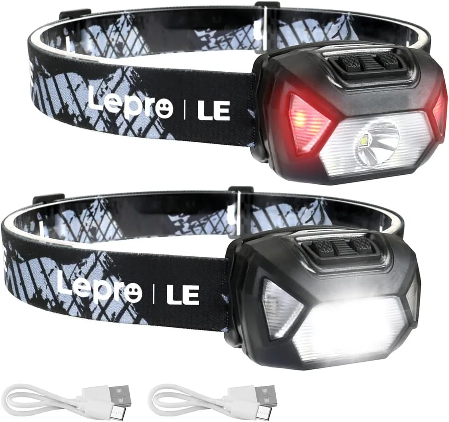 LEPRO Linterna Frontal LED Recargable 2 Pack