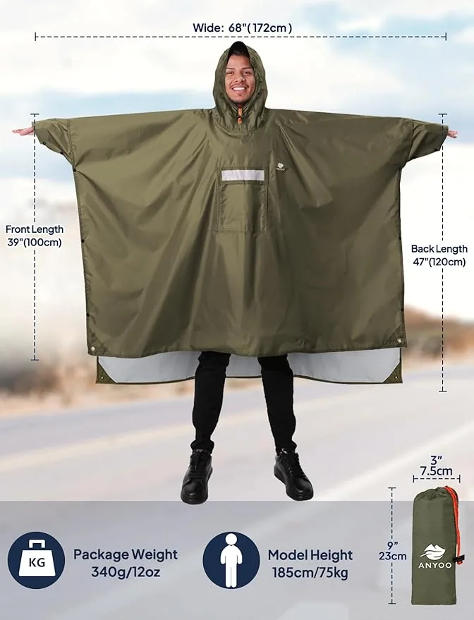 ANYOO Poncho de Lluvia Impermeable