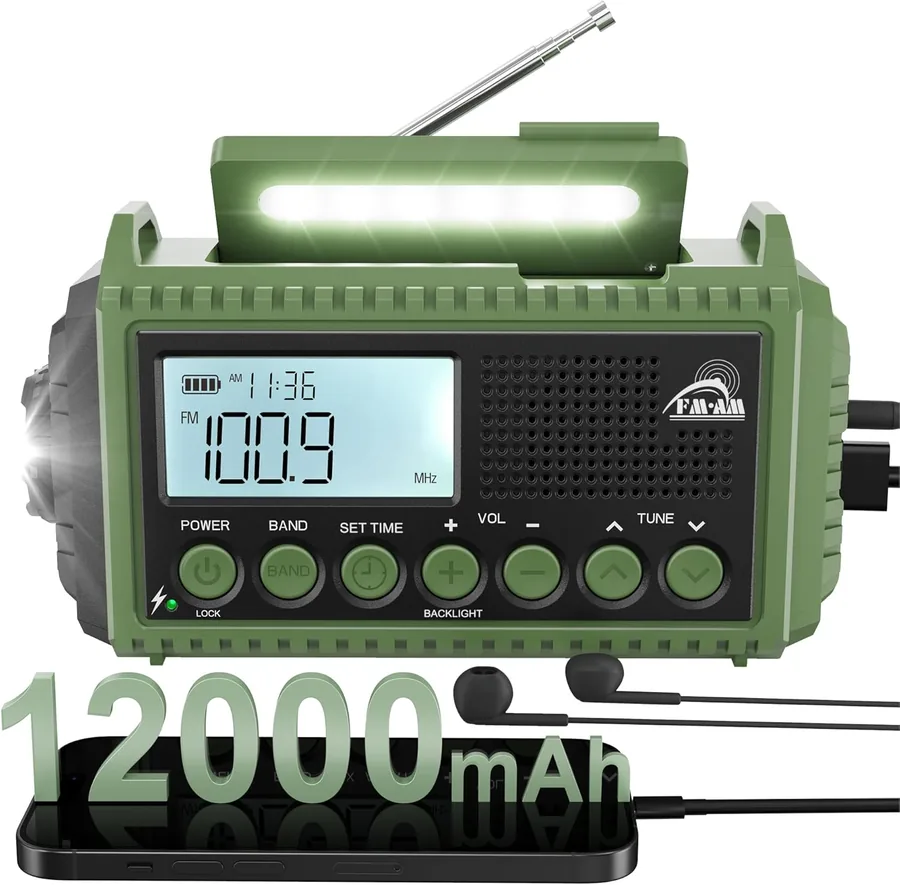 Radio Emergencia 12000mAh Solar Dinamo