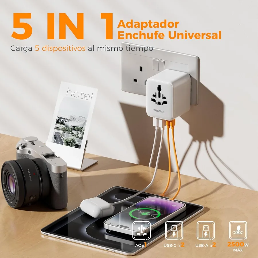 TESSAN Adaptador Enchufe Universal USB C