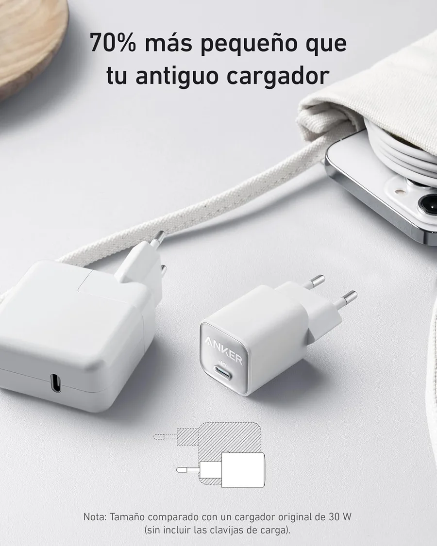 Anker Cargador USB C GAN 30W Nano 3