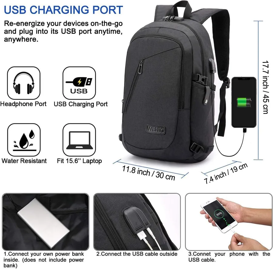 Mochila Antirrobo Impermeable 15.6 USB