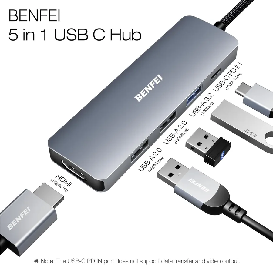 BENFEI Hub USB C 5 en 1 HDMI